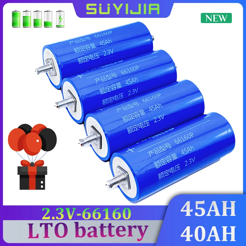 

1PCS 2.3V 66160 LTO Battery 45AH 40AH Lithium Titanate Rechargeable Battery 10C Discharge Battery Solar Battery with Connector