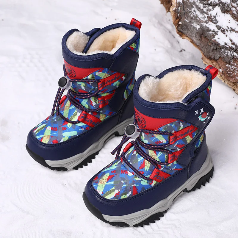 Kids Sneakers Winter Snow Boots Plush Warm Thick Sole Antiskidding Outdoor Children Shoes Zapatos Niño
