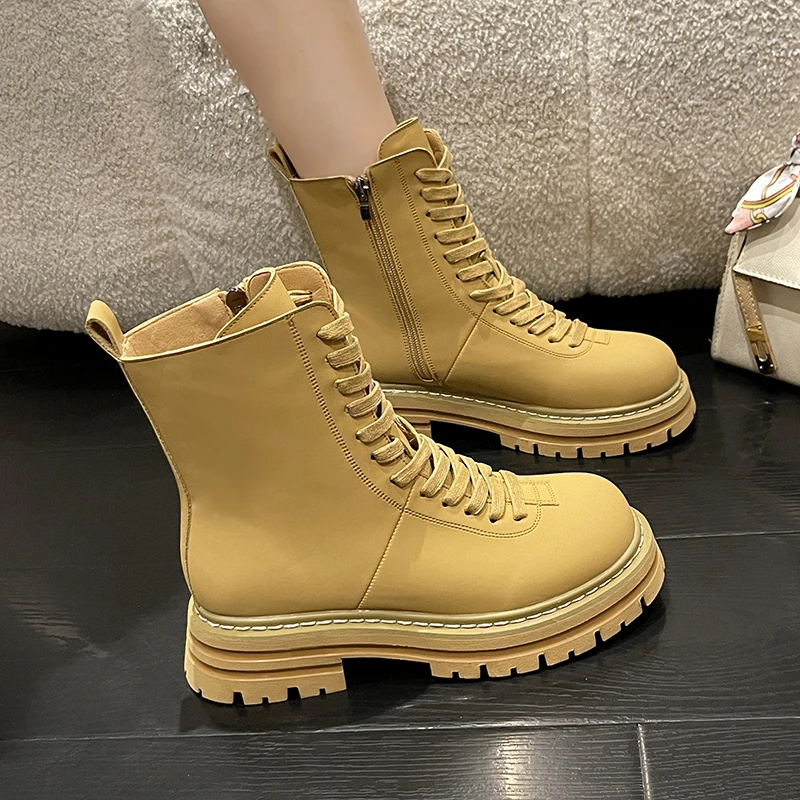 2022 Botas De Mujer British Style Korean Style Thick Sole Thin Shoes Motorcycle Ankle Boots Fashion Cool Women's New Boots 35-39