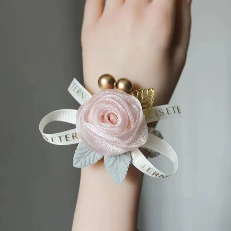 Изысканный красивый браслет подружки невесты романтический с розой маленький со