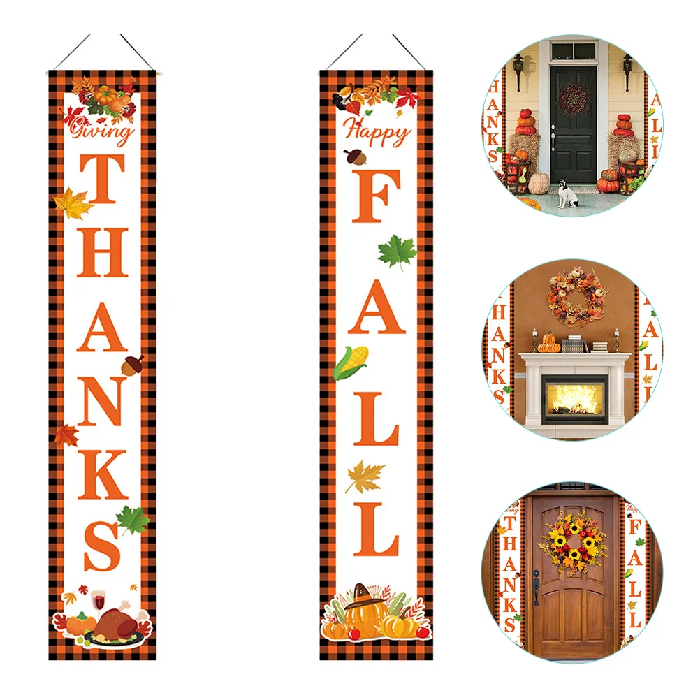 

Thanksgiving Fall Door Hanging Banners Porch Banner Happy Welcome Decorations Signs Sign Pumpkinsgarland Couplet Holiday Autumn