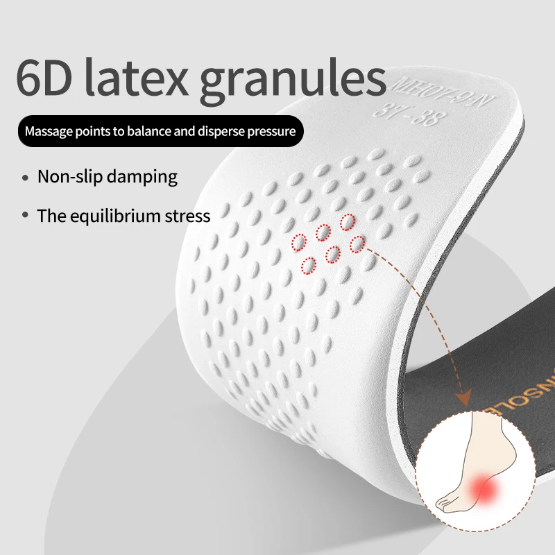 Sport Orthopedic Insoles for Feet PU Cowhid Shoes Pad Supe Soft Elasit Breathable Running Sneakers Cushion for Men Women Shoes