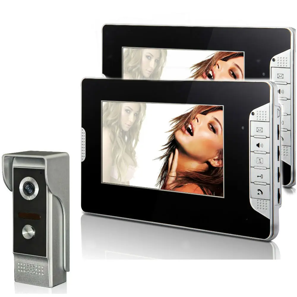 SmartYIBA  Wired 7"Inch Monitor Video Doorbell Door Phone Video Intercom Security Night Vision 1 Camera 2 Monitor System