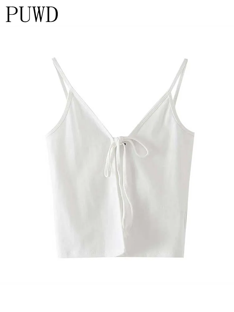 Сексуальная однотонная мягкая хлопковая майка PUWD для девушек, лето 2022, модная женская тонкая блузка без рукавов, Женский шикарный укороченный топ