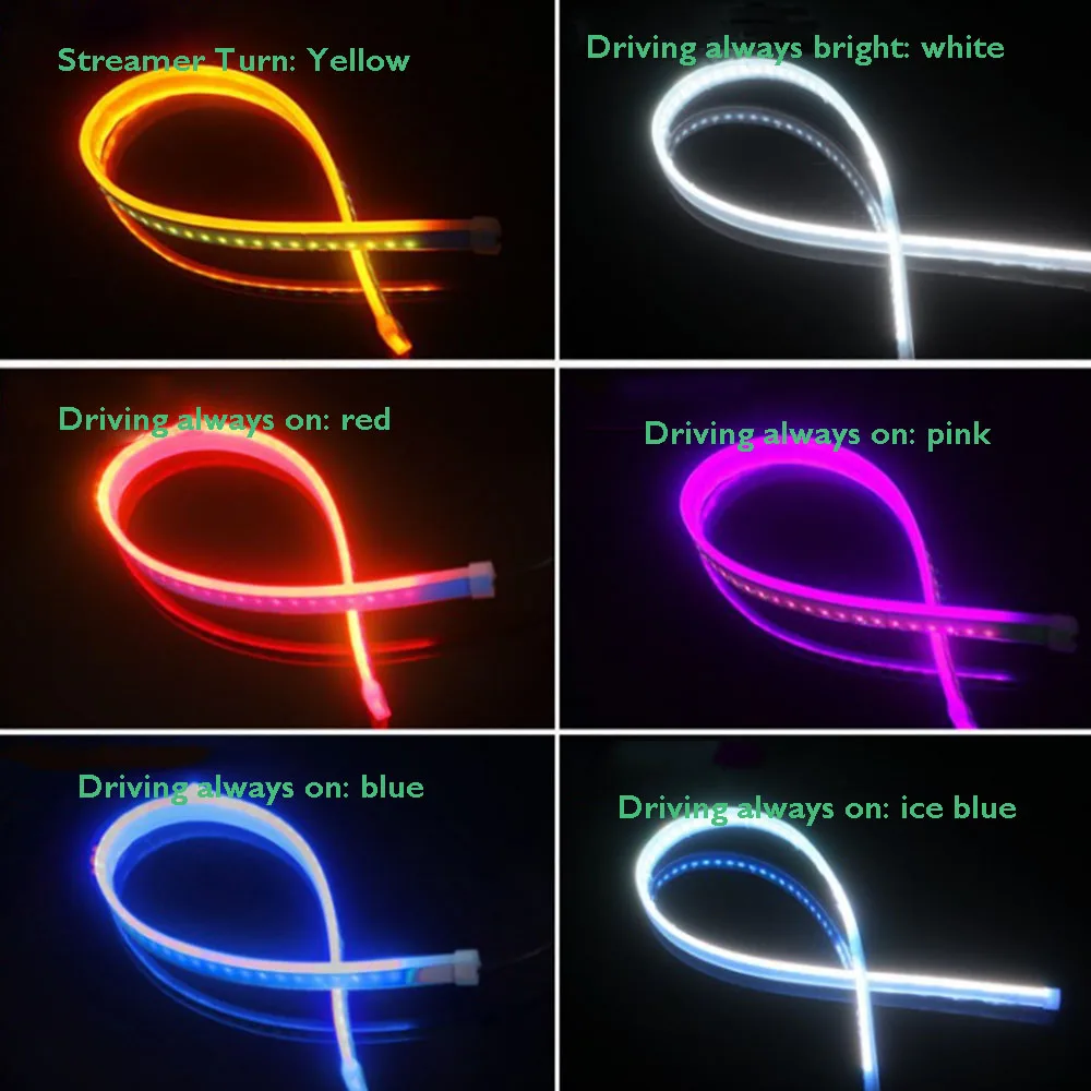 

DRL 30 45 60cm Daytime Running Light Flexible Soft Guide Car LED Strip Turn Signal 12V for Cars Headlight Super Bright