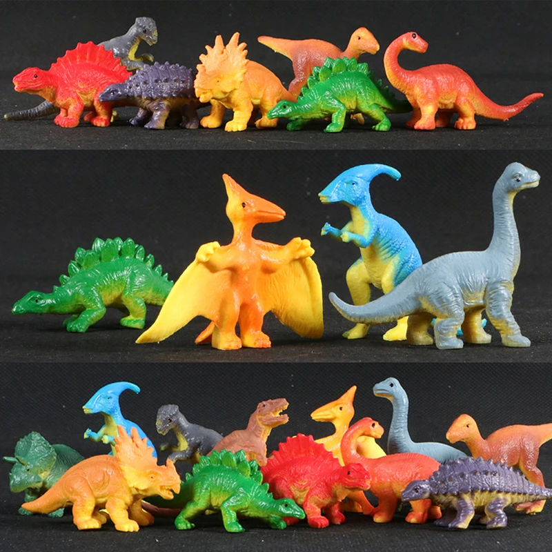 

12Pcs Simulation Plastic Animal Models Triceratops Tyrannosaurus Brachiosaurus Dinosaur Models Figurines Kids Toys