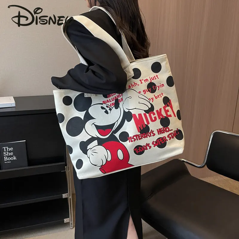 Disney Mickey New Fashion Women's Handbag High Quality Large Capacity Commuter Bag Cartoon Leisure Shopping Shoulder Bag