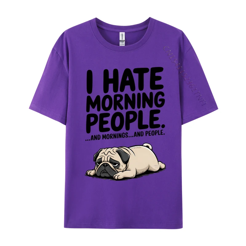Pug I Hate Morning People And Mornings Sound Recording Acoustic Engineer Tops Shirts For Men Cotton