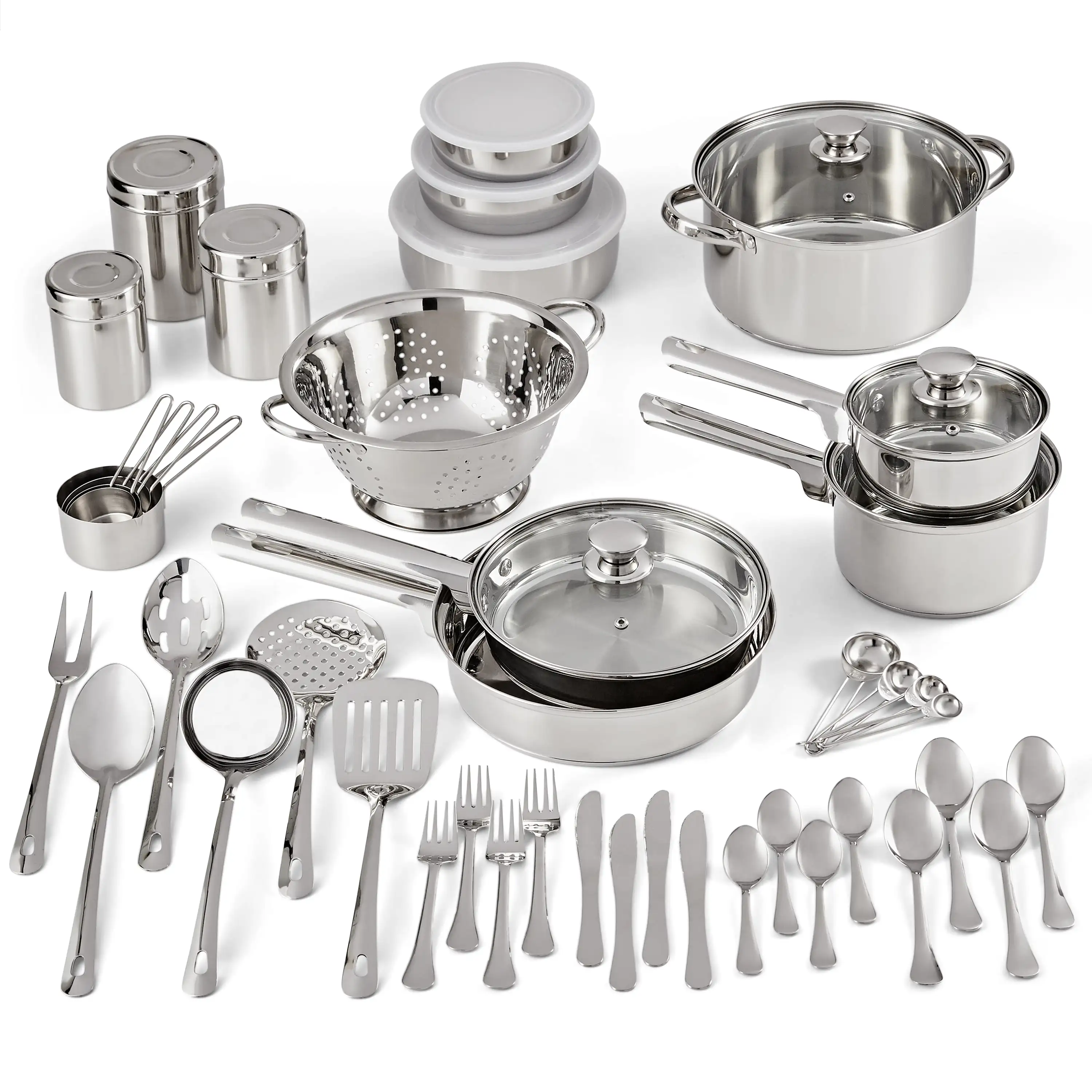 

Mainstays Stainless Steel Cookware and Kitchen Combo Set,Made From Durable Stainless Steel with A High Shine Finish
