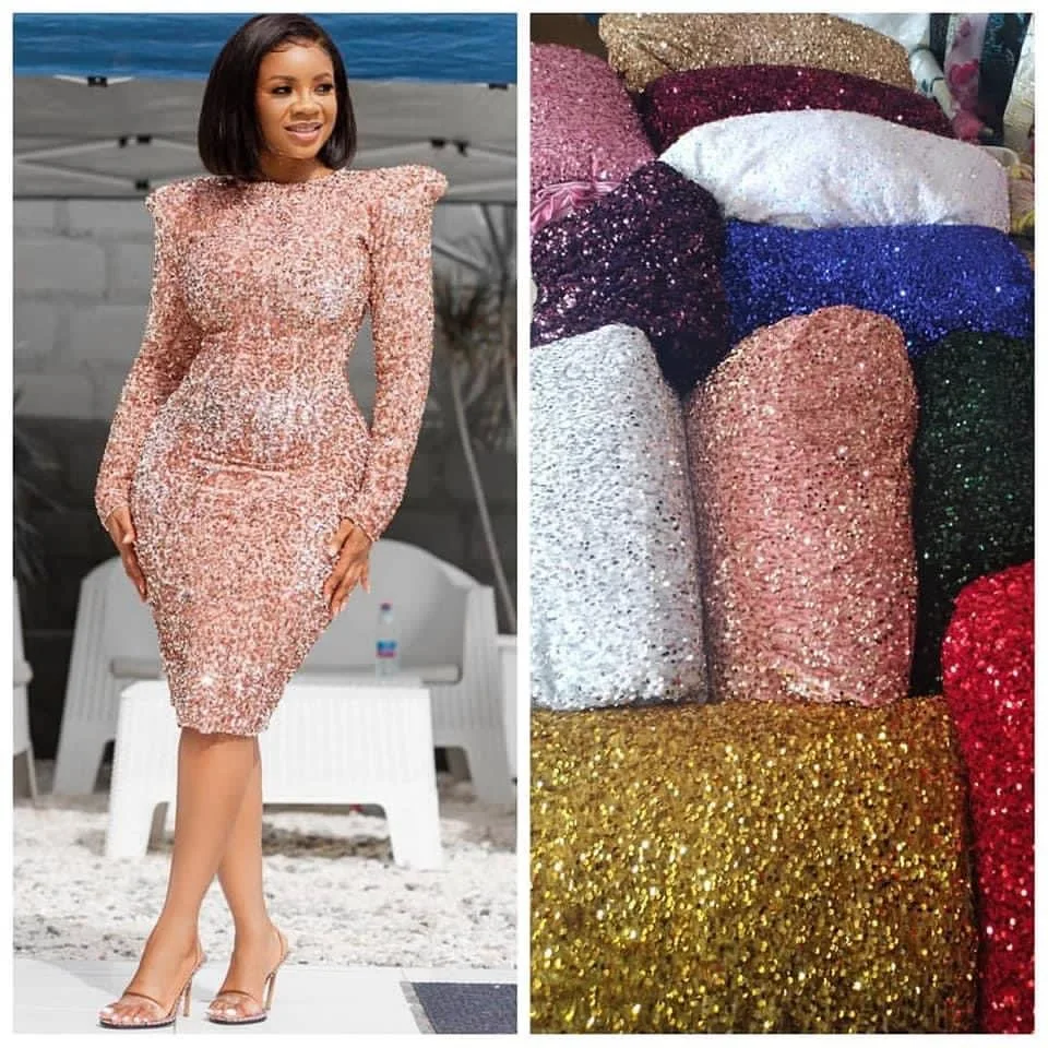 

Latest African Sequins Lace Fabric High Quality Nigerian Velvet Lace Fabric With Sequins French Velvet Lace Fabric