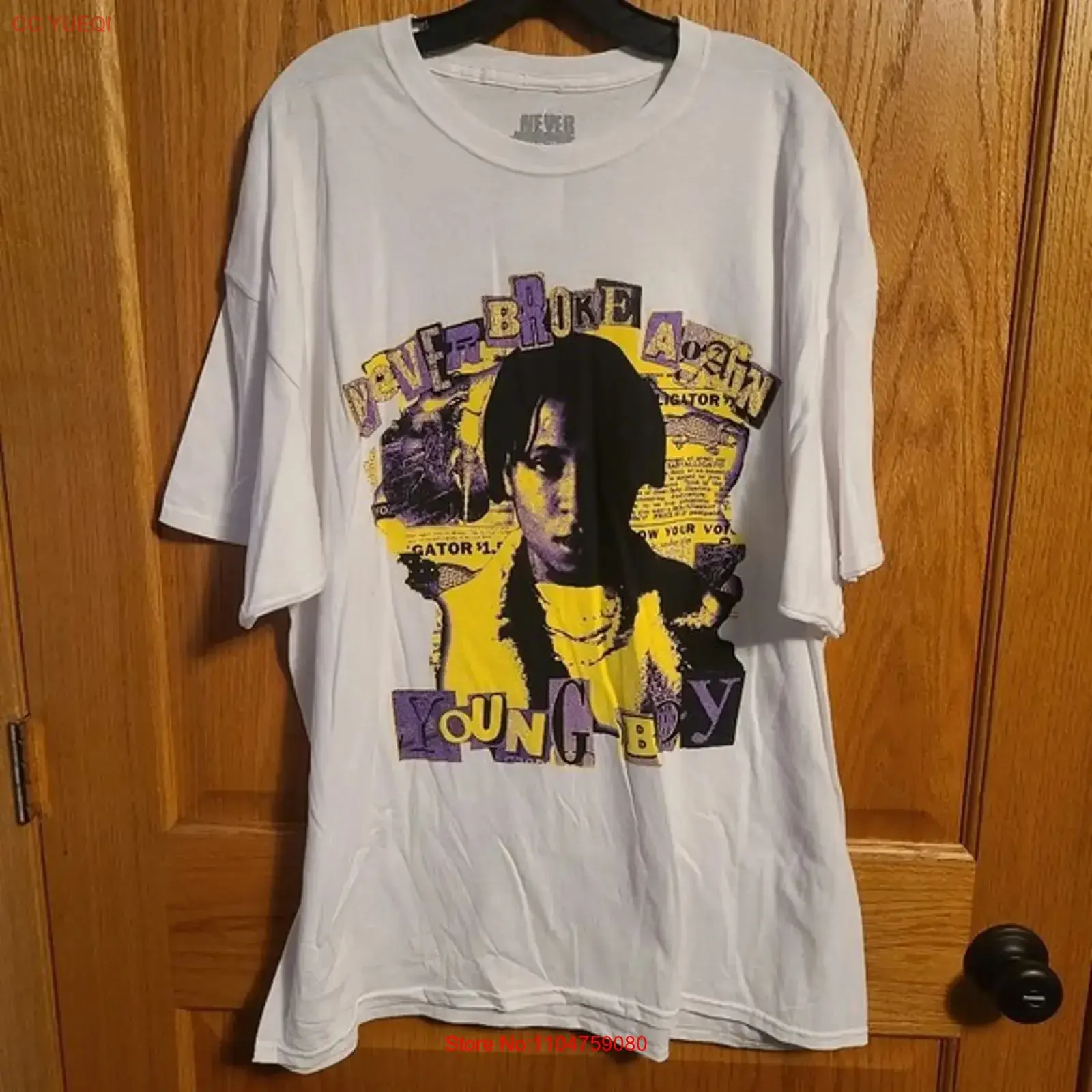 Фото Мужская футболка Rue21 Never Broke Again Young Boy NWT, размер XXL, винтажная, с эффектом потертости, повседневная, универсальная, дизайнерская одежда с графическим принтом №1