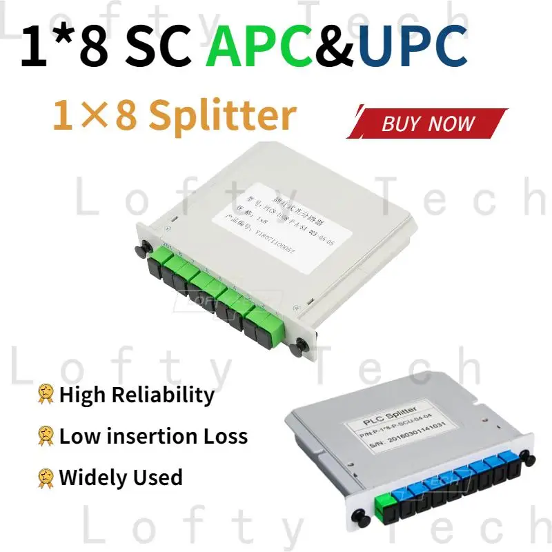

10pcs/lot SC APC 1X8 Fiber Optic FTTH cassette box Optical Coupler SC UPC PLC 1X8 fiber splitter Box Beam splitter