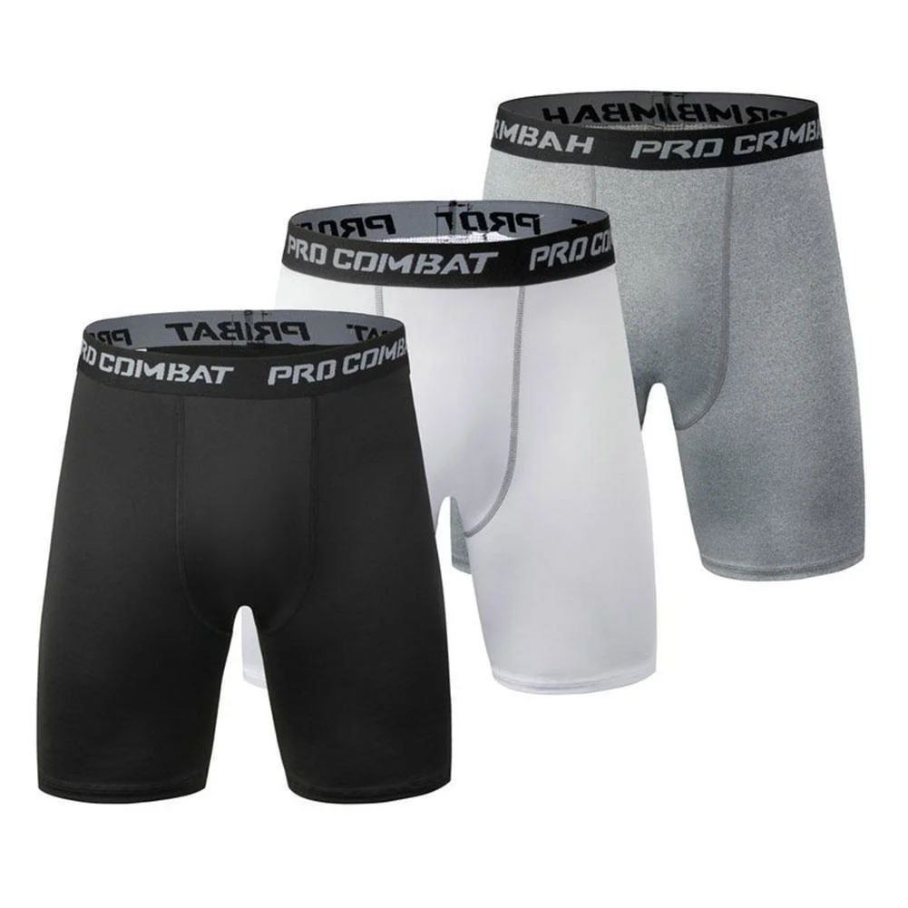 

New Male Fitness Quick-Drying Tight Shorts Elastic Compression Leggings Training Pants Men Running Shorts Comfort Black Gray
