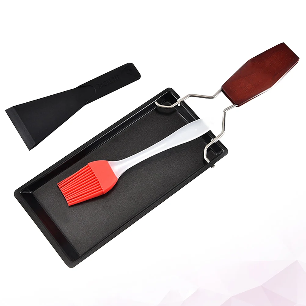 

1 Set Comal Handle Grilling Pan Non Grll Pan Omelette Grill Dish Raclette Dish Handle Grill Melting Pan