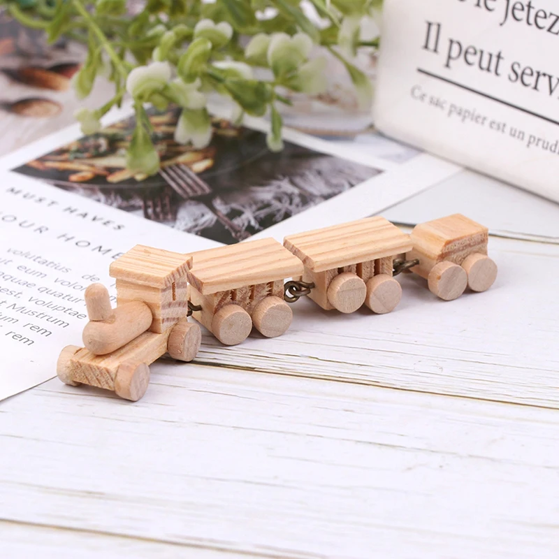 

1Pc 1:12 Dollhouse Miniature Cute Wooden Train Locomotive Compartment Carriages Unpainted Model Play Decor Toys miniature