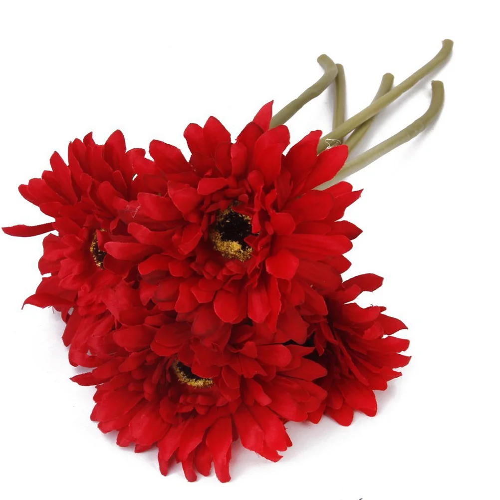 

5pcs Artificial Gerbera Daisy Flower for Wedding Home Decoration (Red)