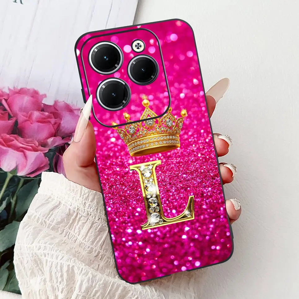 Для Infinix Smart 8 smart Роскошный чехол с изображением короны и буквами мягкие