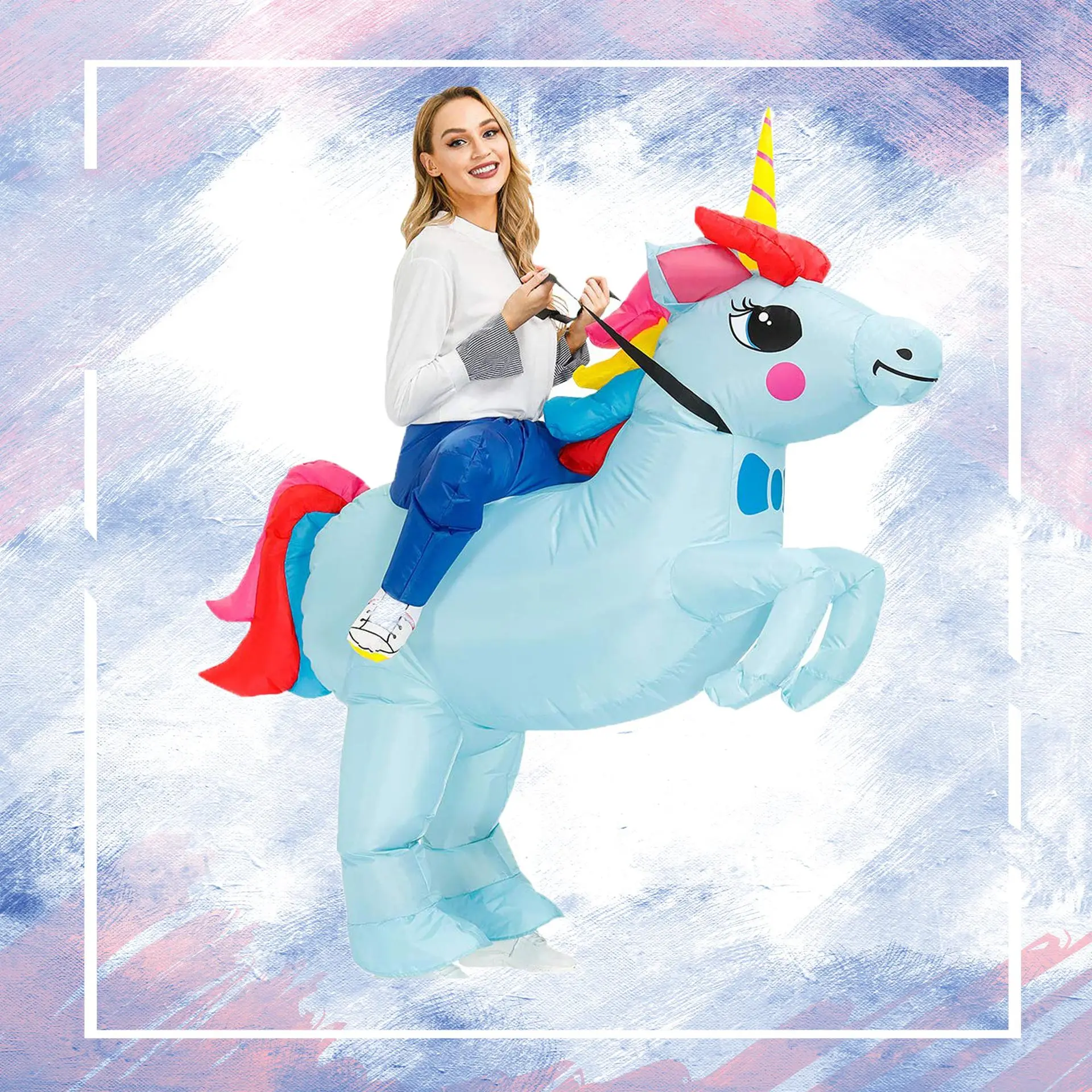 

20222 The Latest Rainbow Unicorn Inflatable Suit Children's Day Show Halloween Party Doll Clothes 390