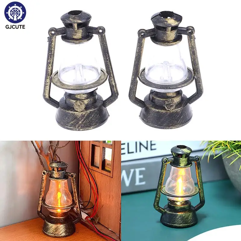 

1:6 Dollhouse Retro Oil Lamp Miniature Vintage Kerosene Lamp Toy Doll House Mini Simulation Illumination Furniture Accessories