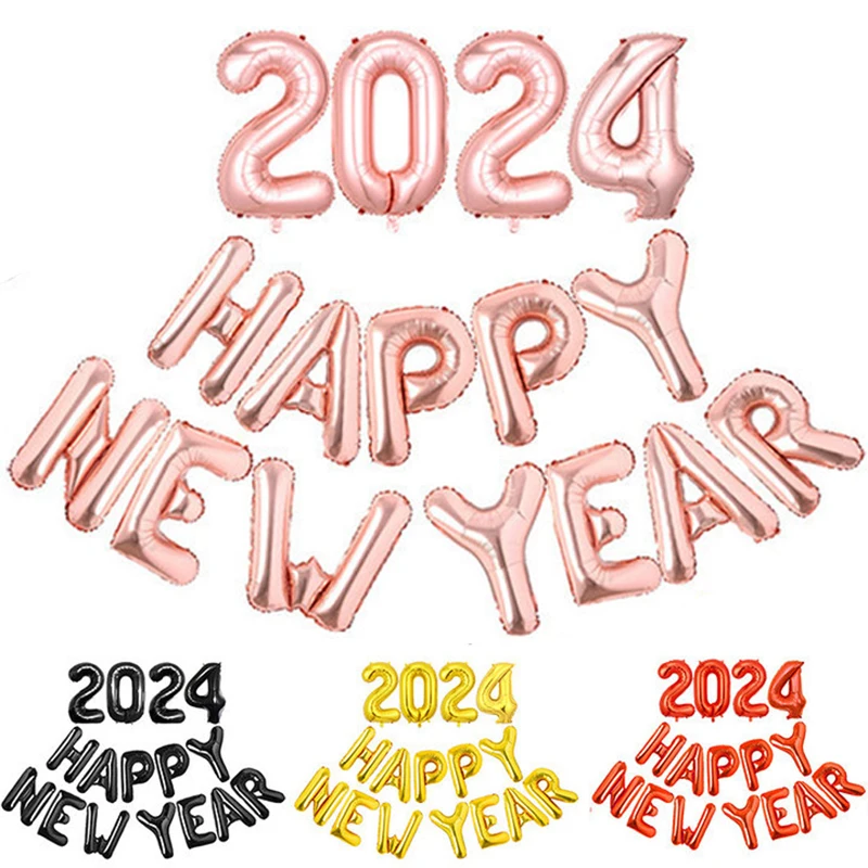 

С Новым Годом 2024 Воздушные шары 16 дюймов Цифровые буквы Воздушные шары из алюминиевой фольги Рождественские украшения Новогодняя вечеринка Подарки фото реквизит