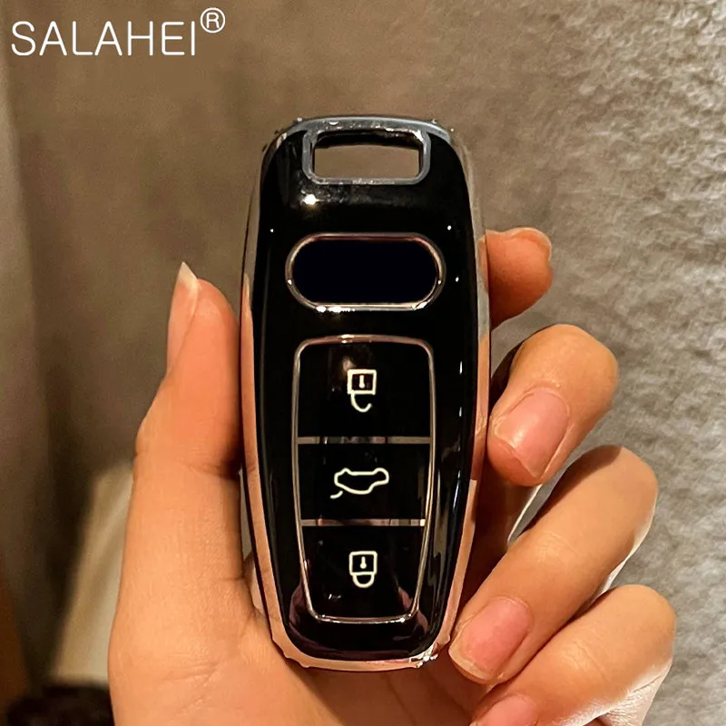 

Car Key Fob Case Cover For Audi A6 A7 A8 S7 E-tron Q5 Q7 S6 RS7 Q8 SQ8 SQ7 C8 D5 2018 2019 Protector Shell Keychain Accessories