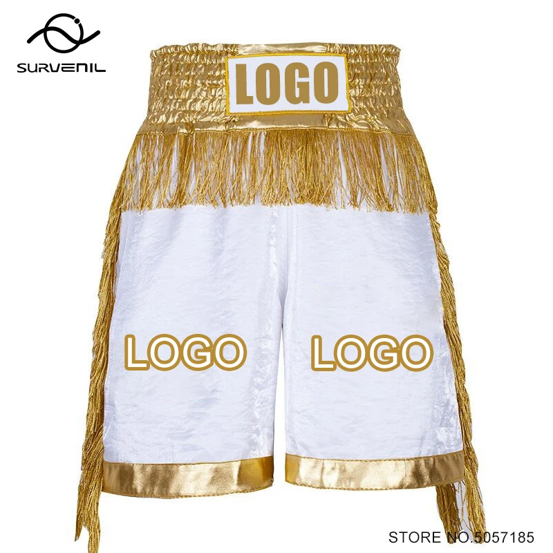 Купить Personalized Boxing Shorts Men Womens Kids Tassels Satin Muay ...