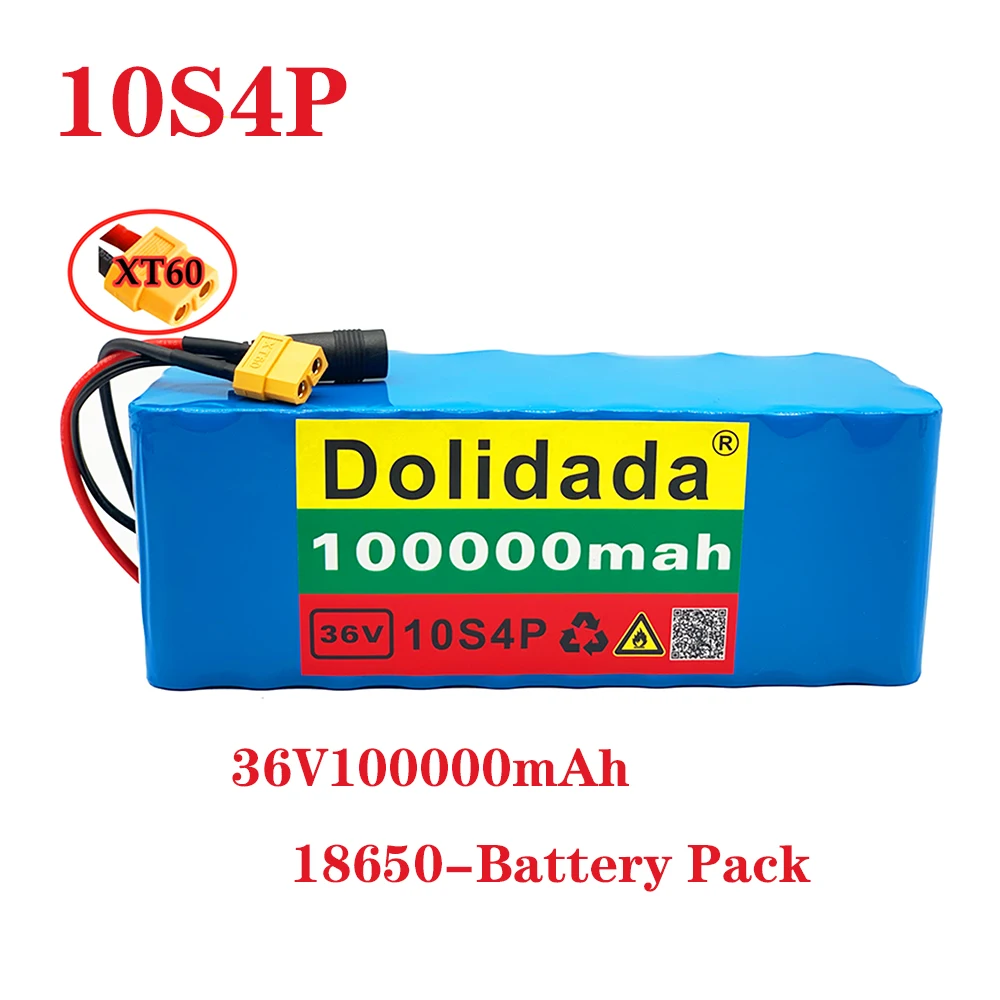 Фото Новый 36V 10s4p 100Ah 1000W литиевый аккумулятор большой емкости 18650 Электрический велосипед Скутер с BMS Tplug №2