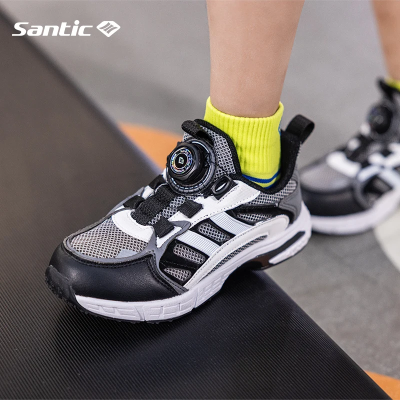 Santic Kids Fitness Training Sneakers Boys and Girls Running Sport Shoes Breathable adjustable Non-slip kid Boots