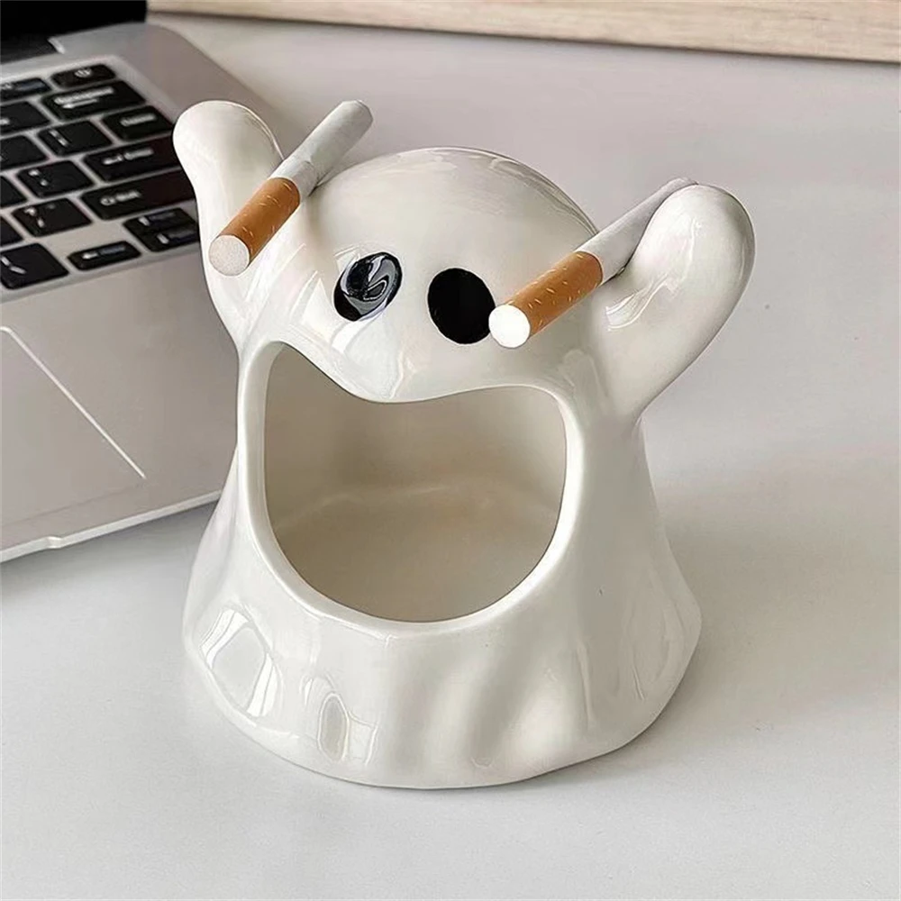 

Creative Cute Ceramic Flower Pot Vase Halloween Ghost Candle Holder Handicraft Ornaments Home Decoration Plant Accessories