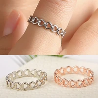 hearts chain rings for women girls couple trendy elegant style engagement rings for women open end adjustable fashion jewelry