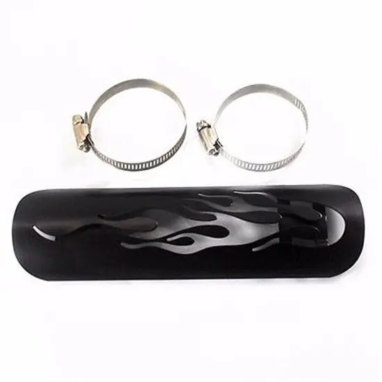 

Black Flame Exhaust Muffler Pipe Heat Shield Cover Heel Guard Shadow Vintage VTX