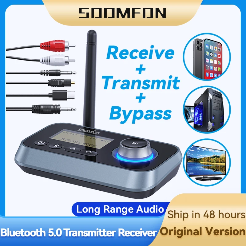 SOOMFON Bluetooth 5.0 Transmitter Receiver TV Wireless Bluet