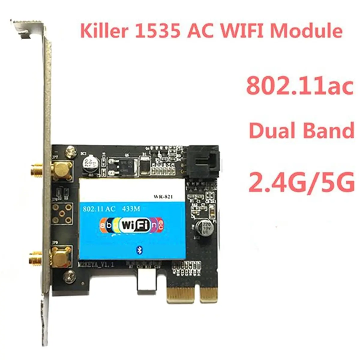 Фото НОВИНКА! Двухдиапазонная беспроводная Wi-Fi/Bluetooth-карта PCI-EX1, 433 Мбит/с, 802.11a/B/G/Ac, 2.4/5 ГГц, BT 4.0 на чипе Realtek RTL8821AE для настольных ПК №4