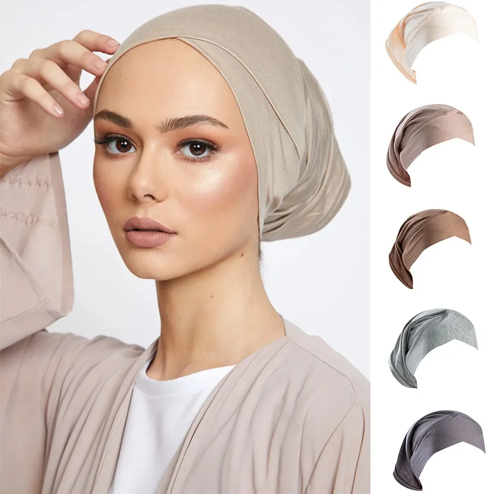 Мусульманский тюрбан с перекрещиванием на лбу однотонный эластичный внутренний