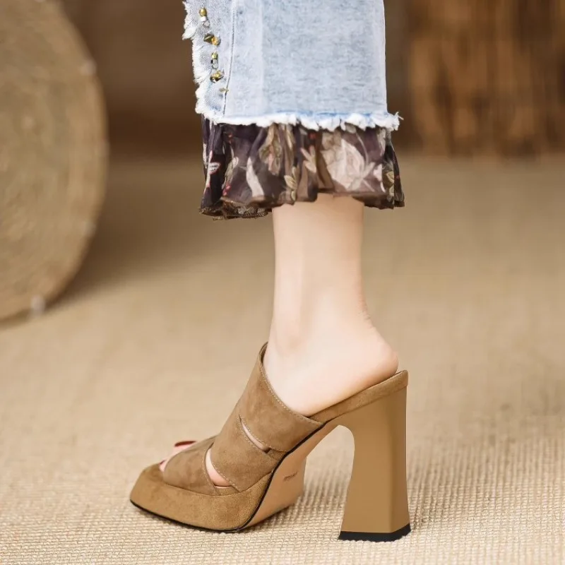 Новинка 2024 летние женские босоножки на высоком каблуке новые черные туфли очень