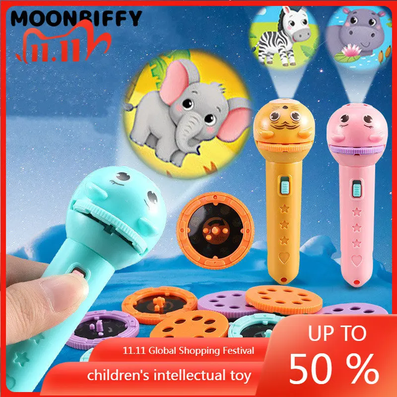 

Kids Flashlight Storybook Torch HD Animation Cartoon Early Educational Toy Handed Projector Learning Machine Toys For Children
