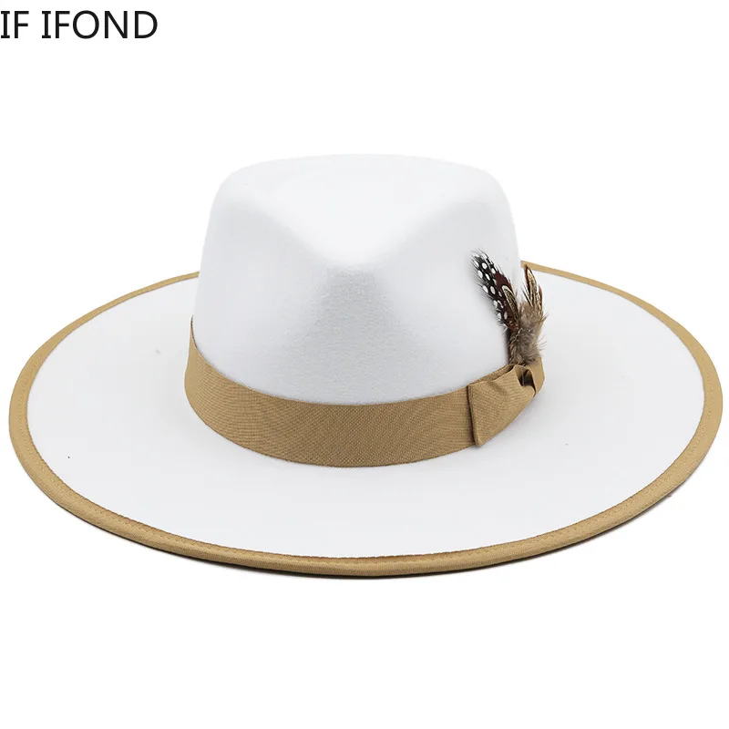 2022 New Feather band Felt Fedora Hats 