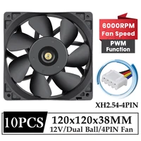 10Pcs/Lot Gdstime 120MM High Airflow Cooling Fan 12V 120x120x38MM DC Brushless Booster Violent Fan for Chassis Cabinet Cooling