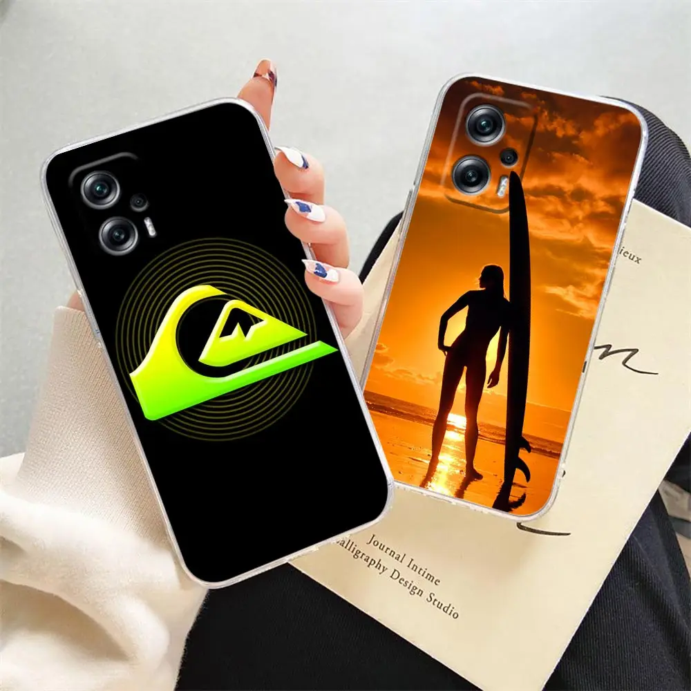 

S-Surfboard Q-Quiksilver Clear Case For Redmi Note 11 11T 10S 10 9 4G 9S 8 12 10C 9T 9A K40 Pro Plus 5G Coque Funda Capa Case