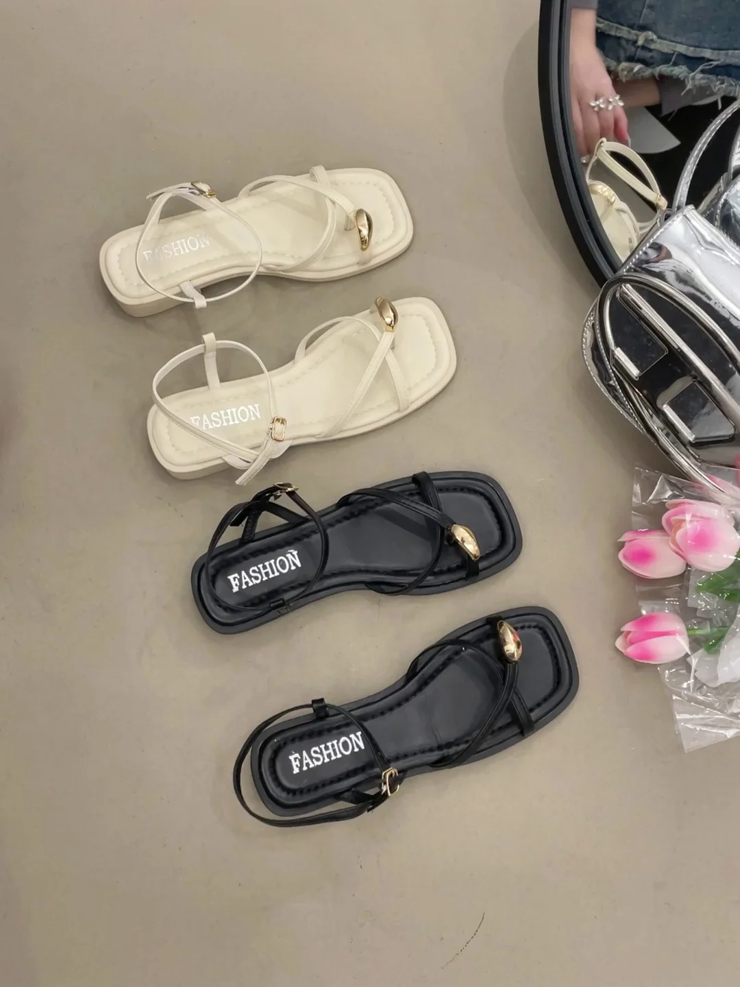 

Шлепанцы женские в римском стиле, сандалии на каблуке и платформе, с пряжкой, универсальные, удобные, бежевые, лето 2023