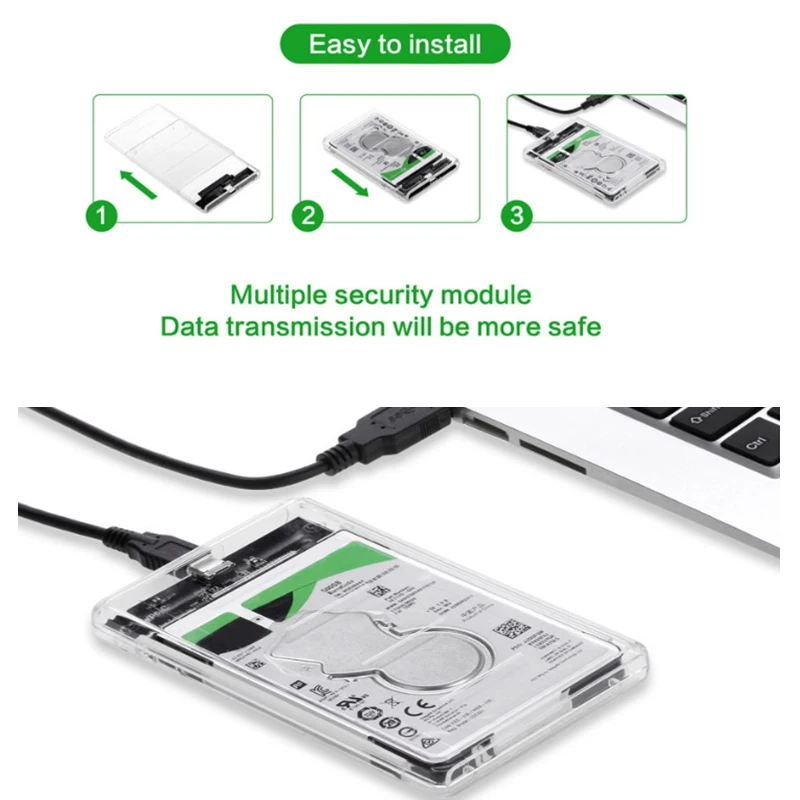 

Прозрачный Внешний жесткий диск USB 3. 0 Type-C на 8 ТБ, 3,1 дюйма, SATA 1/2,5 HDD SSD