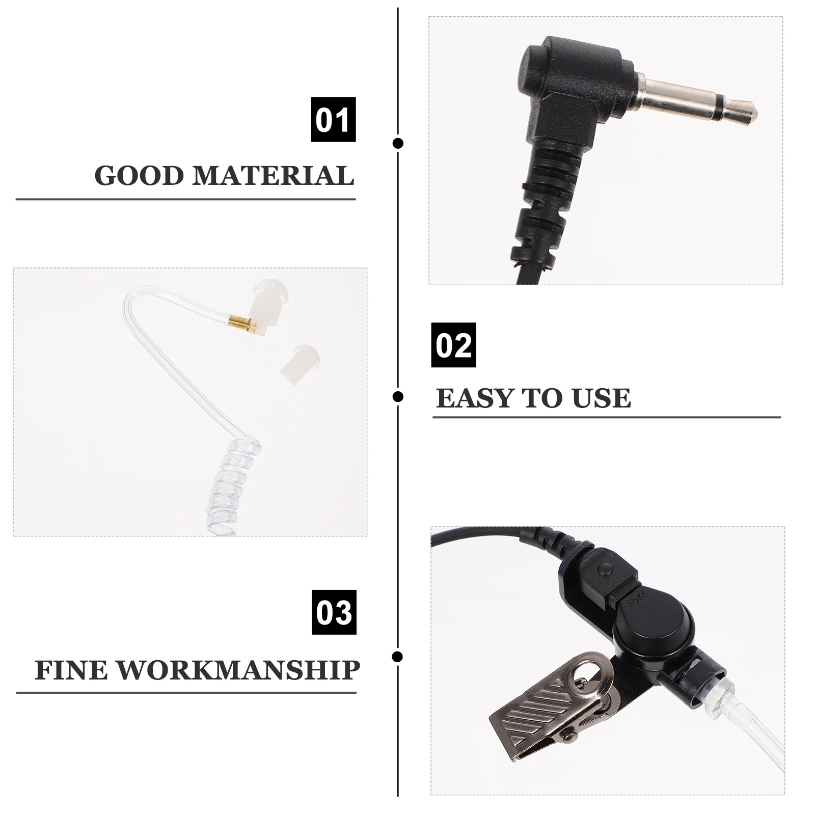 Tube Acoustic Earpiece Walkie Talkie Headset Earphones Replacementsclear Coiled Tubes Wired Coil Single Listening Portable