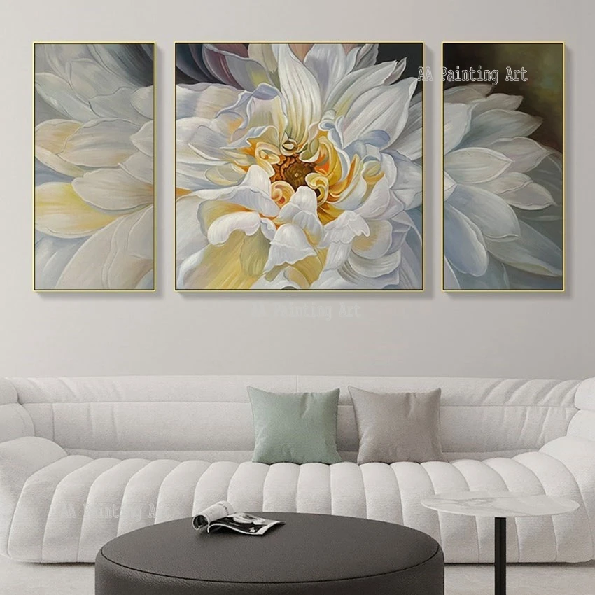 

Modern Paintings Art Unframed 3 Panels Abstract Flower Oil Painting Picture Floral Art Hot Selling Wall Decoration Hand Items