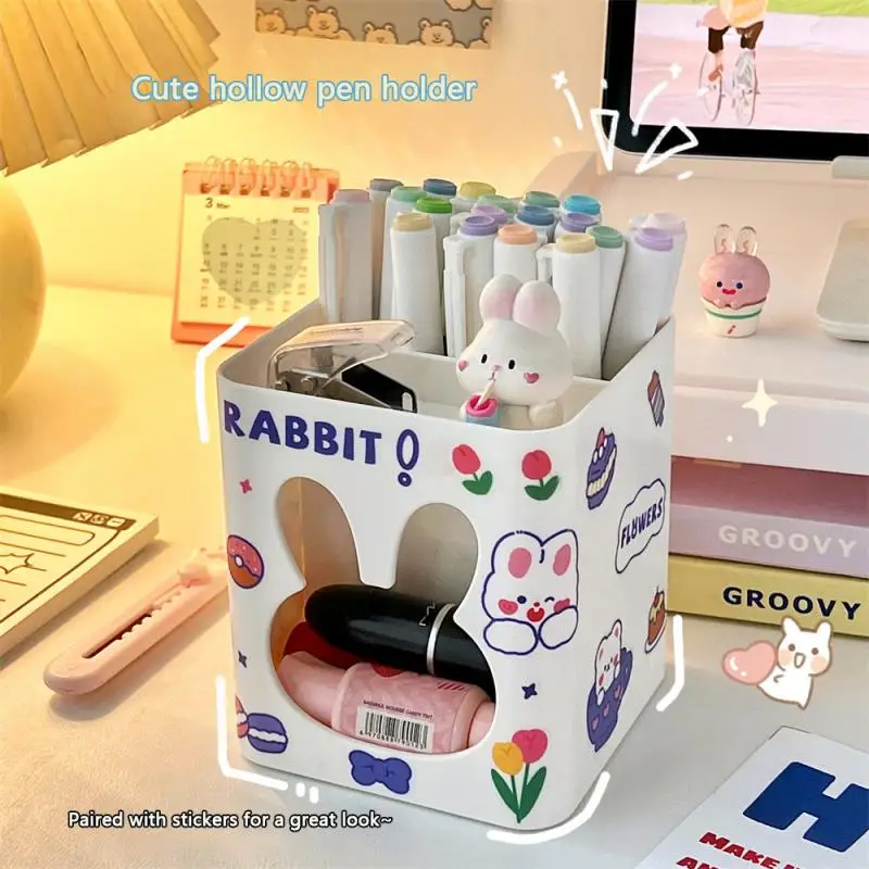 

Makeup Brush Holder Large Capacity Creative Storage Box Storage Bucket Makeup Brush Storage Box Hollow Desk Organizer Plastic