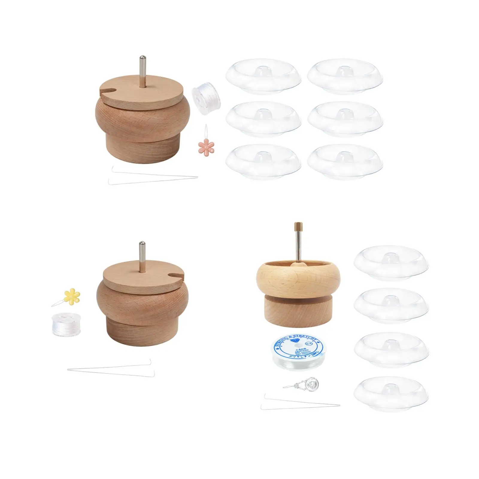 

Wooden Bead Spinner Bowl Bead Holder Bead Stringing Tool Stringing Bead for DIY Fringes Necklaces Bracelets Crafting Project