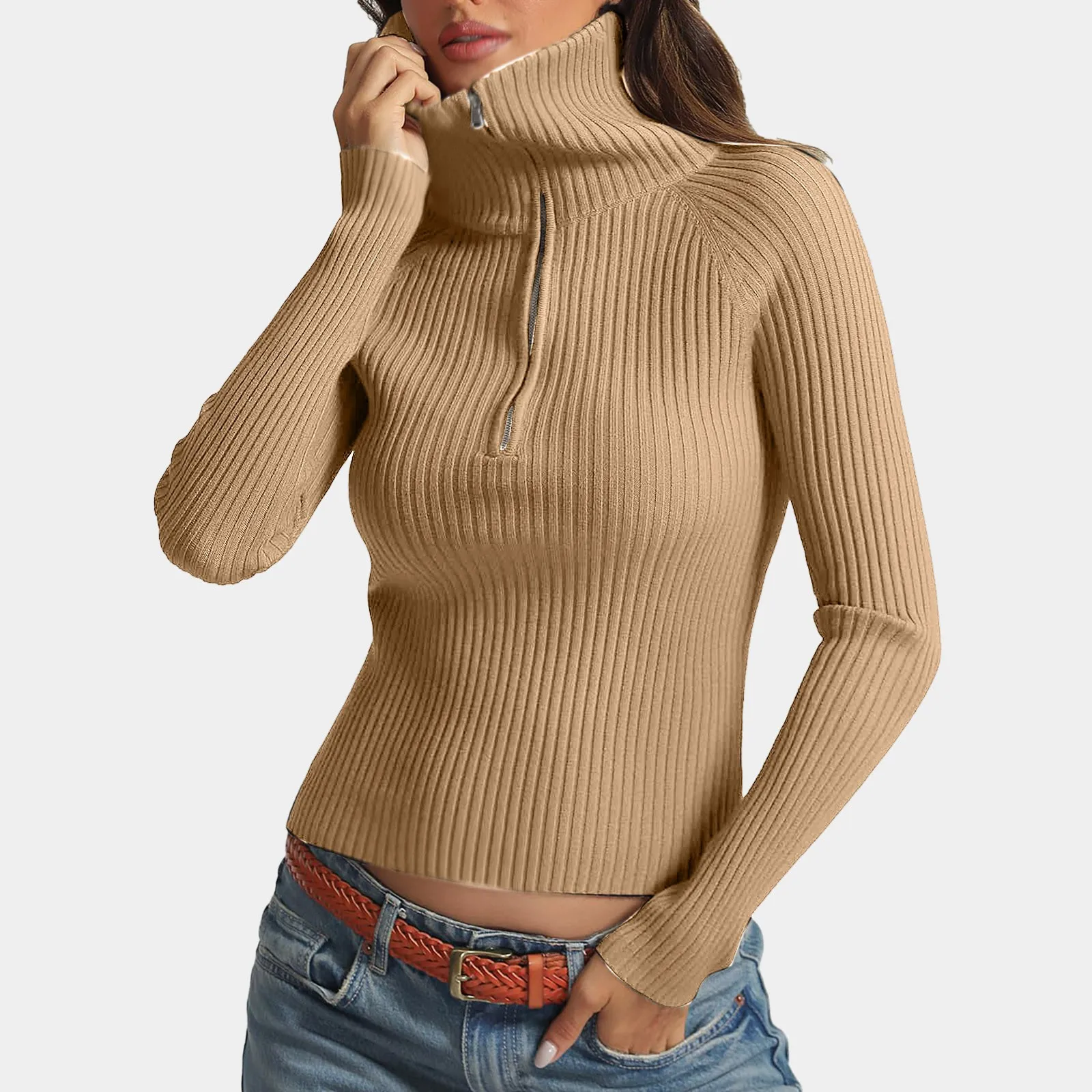 Осень-зима однотонные облегающие пуловеры повседневные свитера с длинными