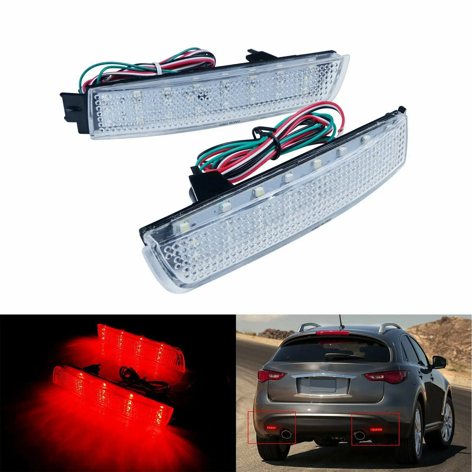 Автомобильный Прозрачный задний бампер отражатель лампа тормоз фотолампа для