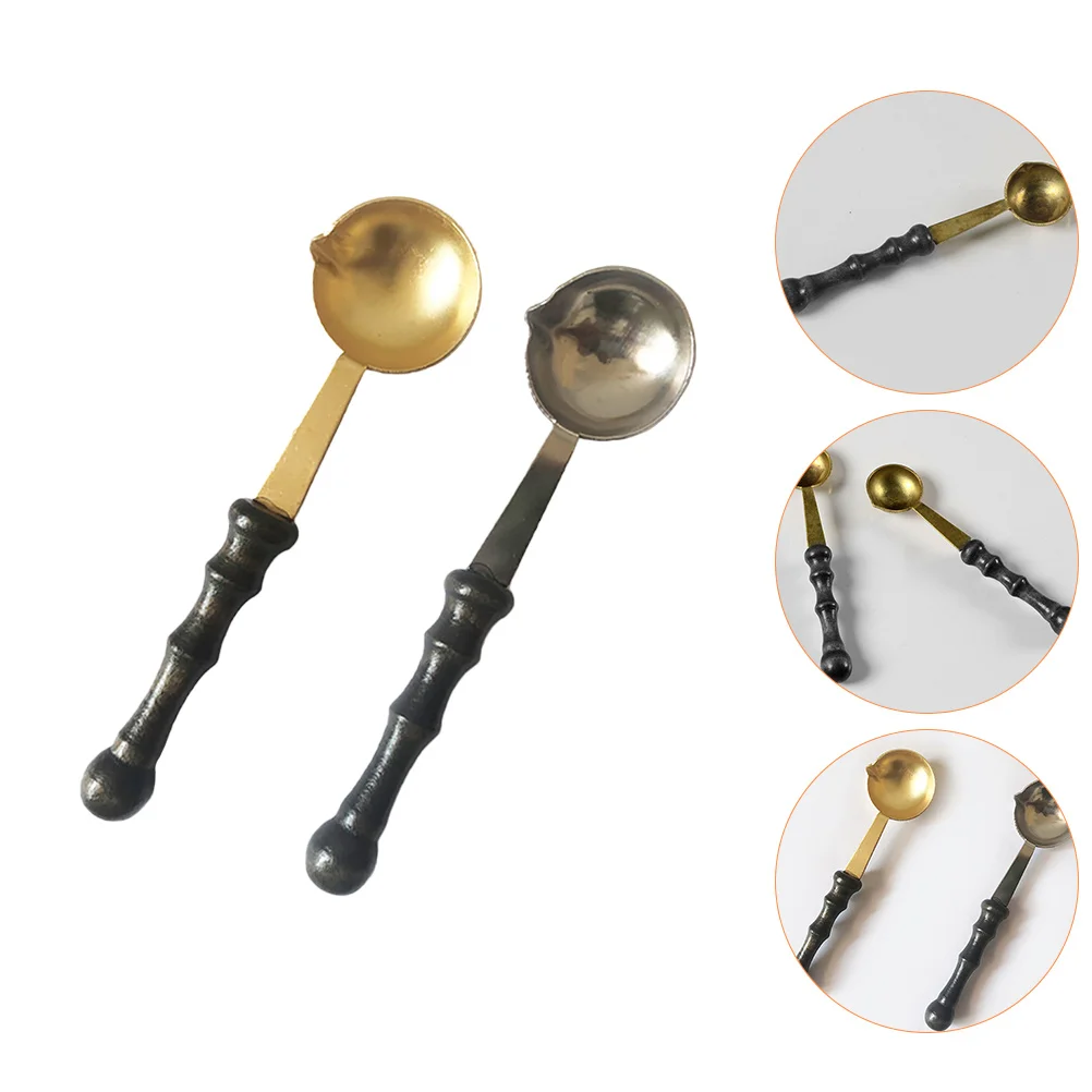 

2 Pcs Wax Seal Scoop Wax Spoon Seal Spoon Wax Sealing Scoop Chic Wax Melting Spoon Spoon Seal Wax