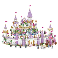 disney princess castle assembly building blocks diy royal carriage model anime mini action figures toys for kids birthday gifts