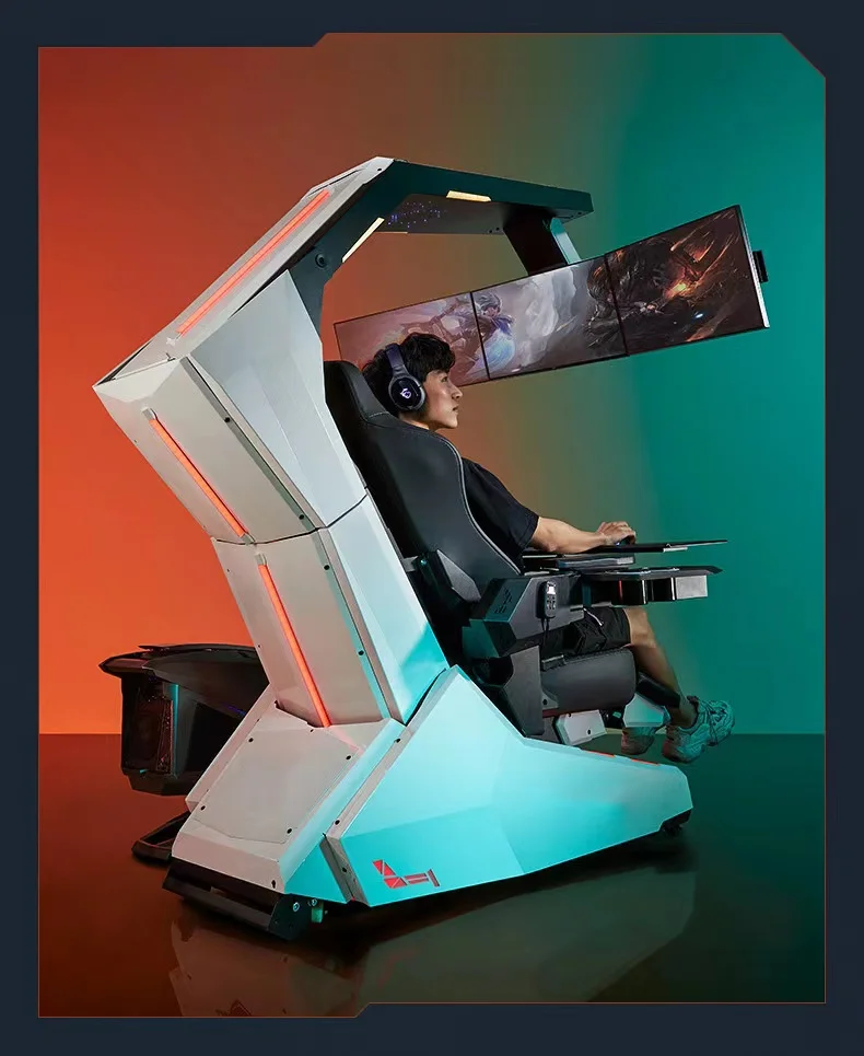 

Imperator Works R1 Pro Recline PC Computer Chair with Massage,Rolls Royce Ceiling RGB, for 3 Screens ,LED Light Zero Gravity